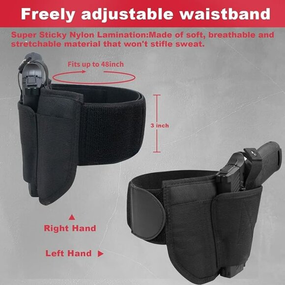 NEW Belly Band Gun Holster Double Mag Pouch for Most Pistols and Revolvers - Picture 6 of 7
